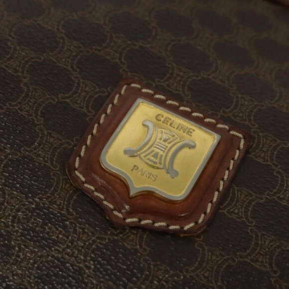 CELINE Macadam Canvas Shoulder Bag PVC Leather Brown Gold - Picture 11 of 16